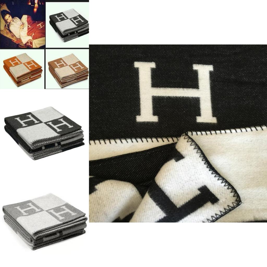 High-quality Wool Cashmere Blanket Warm Cozy Geometric Design Office Throw