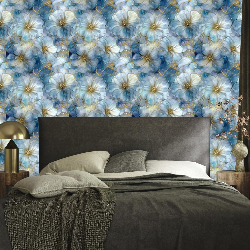 Ink Blue, Turquoise and Gray Wallpaper for Living Room and Bedroom 50x1000