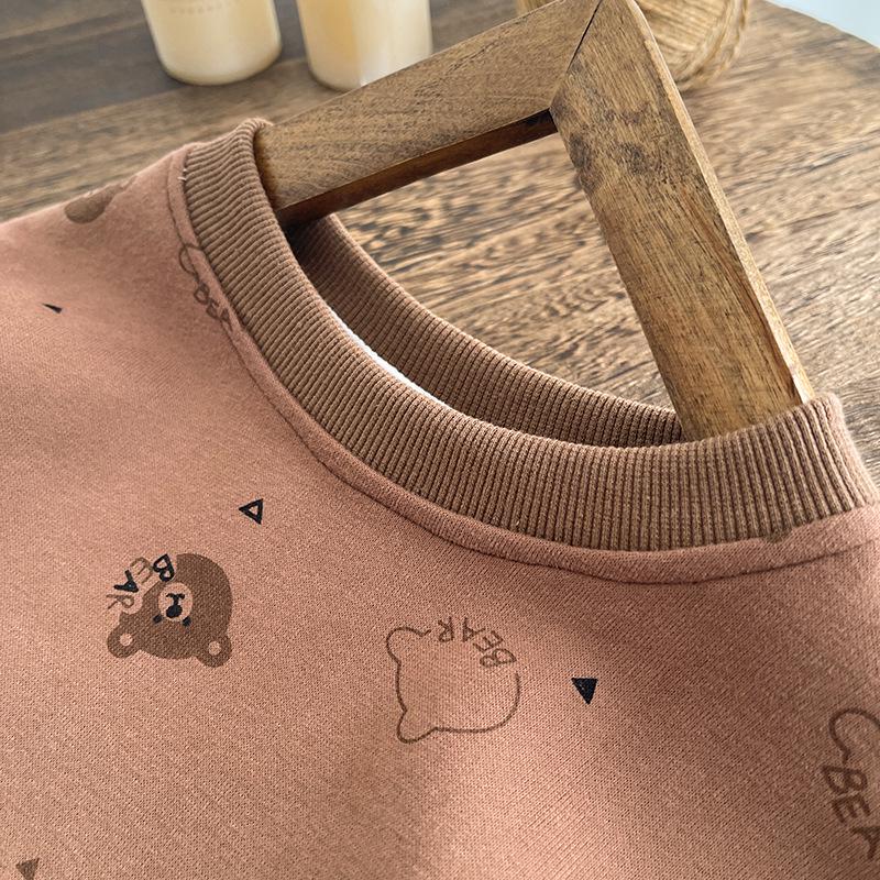 Spring Boys' Cartoon Overalls Set: Long-Sleeved, Two-Piece Infant & Toddler Outfit