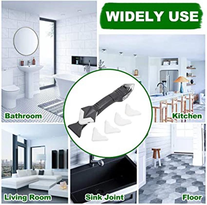 3 In 1 Sealant Angle Scraper Spatula Silicone Grout Caulk Floor Seam Glass Glue Remover Home Removal Tool Kit