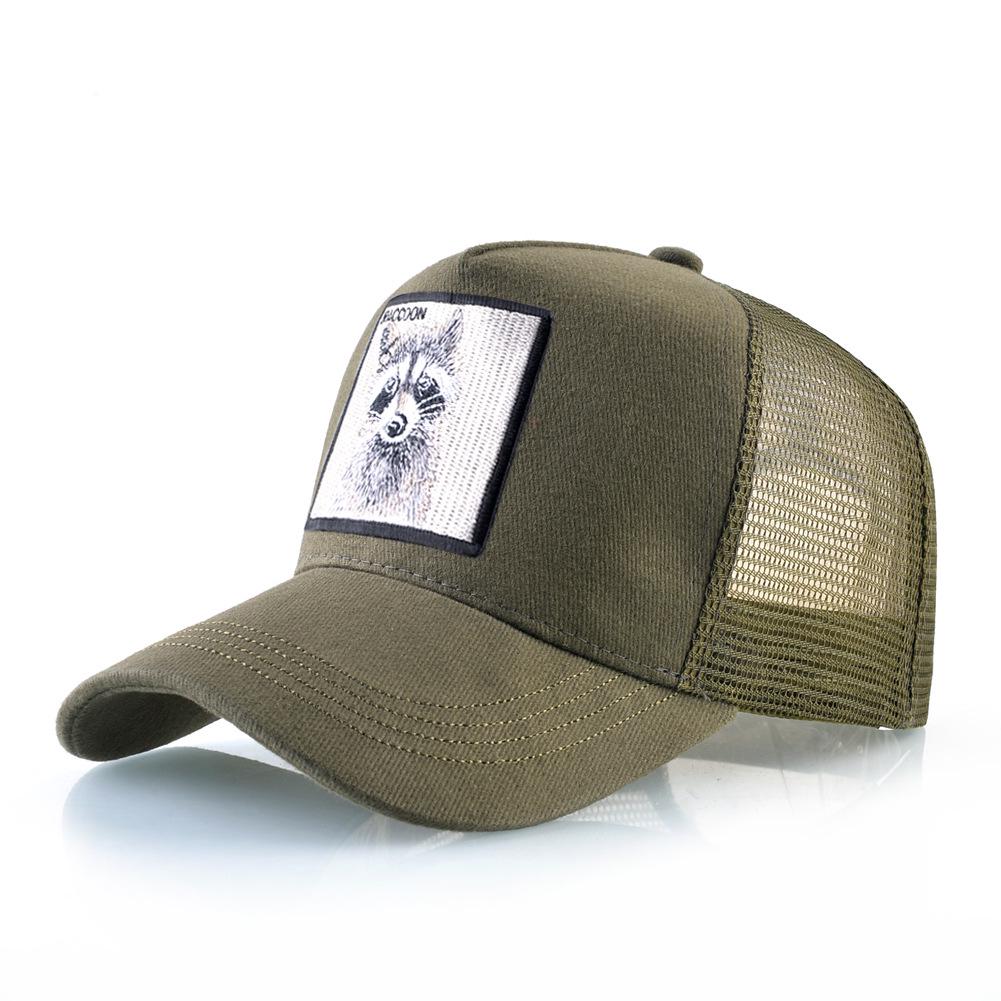 Raccoon Embroidered Mesh Baseball Cap – European & American Street Fashion
