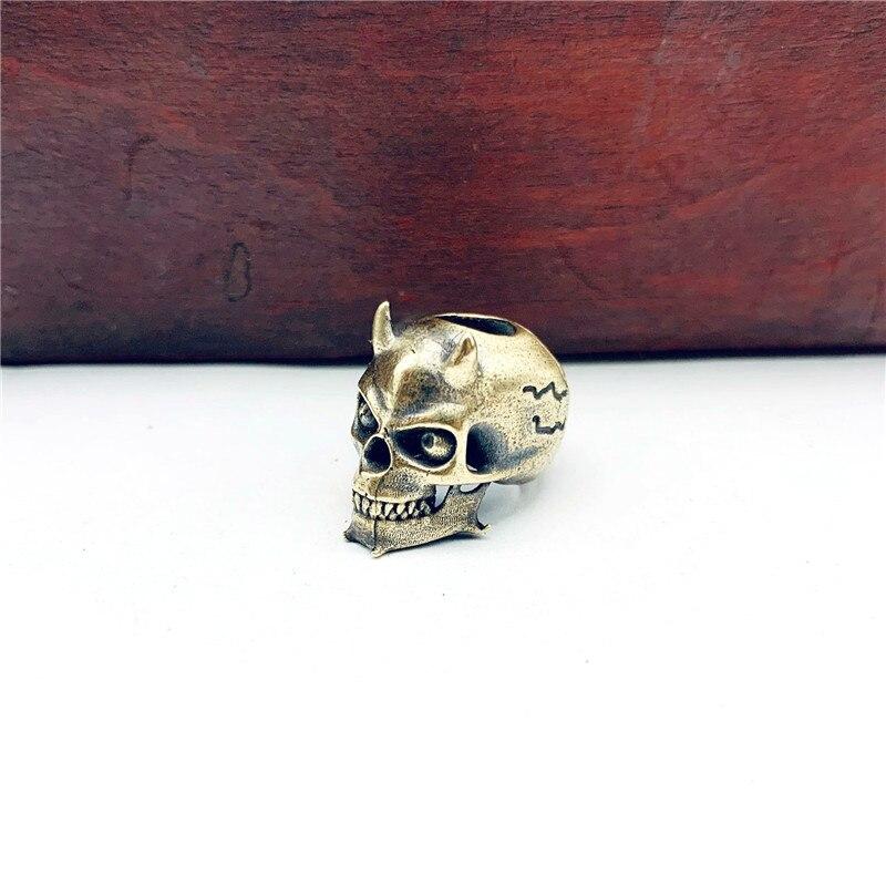 Pure Copper Devil Skeleton Knife Bead Lanyard Pendant Vintage Brass DIY Bracelet Keychain Accessories Umbrella Rope Bead Hanging