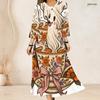 Women Plus Size Two Piece Dress Set Tie Neck Three Quarter Sleeve Cardigan Sleeveless Long Dress Halloween Ghost Pumpkin Printed White