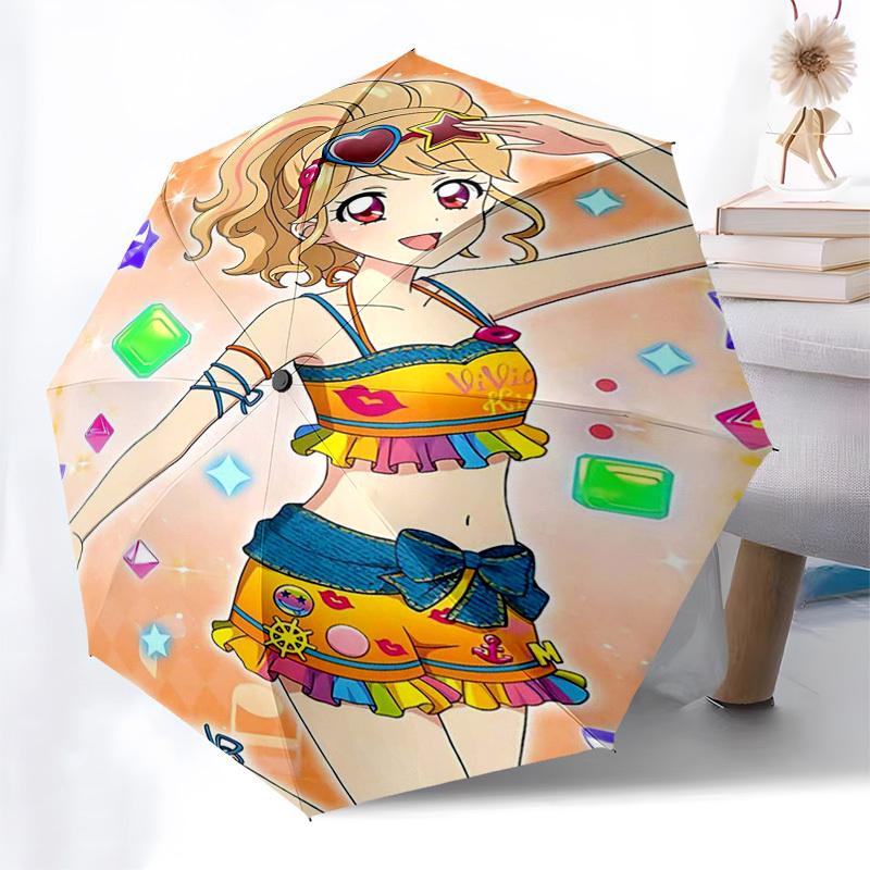 1pc Vivid Girl Outdoor Umbrella - Automatic Opening/Closing, Portable Tri-Fold Design with 8 Iron Ribs - Perfect Gift for Fans, Travelers, Daily Use,