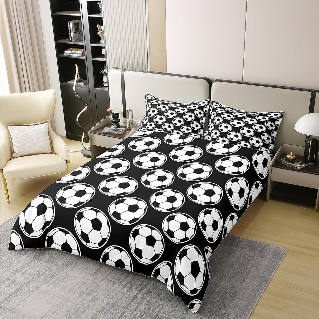 Black and White Football Three-piece Quilt Cover 3D Digital Printing Bedding Set Bed Cover