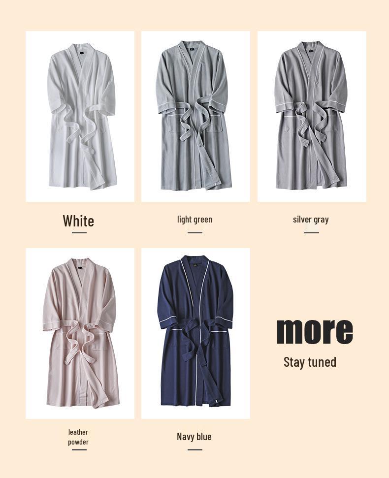 Accappatoi Waffle per Coppia Primavera/Estate: Pigiama Yukata Taglie Forti da Uomo e da Donna, Ampio, Assorbente, Traspirante per Tutte le Stagioni.