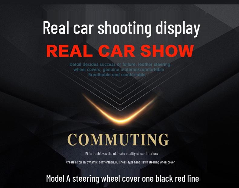 Ręcznie szyty pokrowiec na kierownicę z prawdziwej skóry bydlęcej, antypoślizgowy, oddychający, uniwersalny pasujący na każdą porę roku.