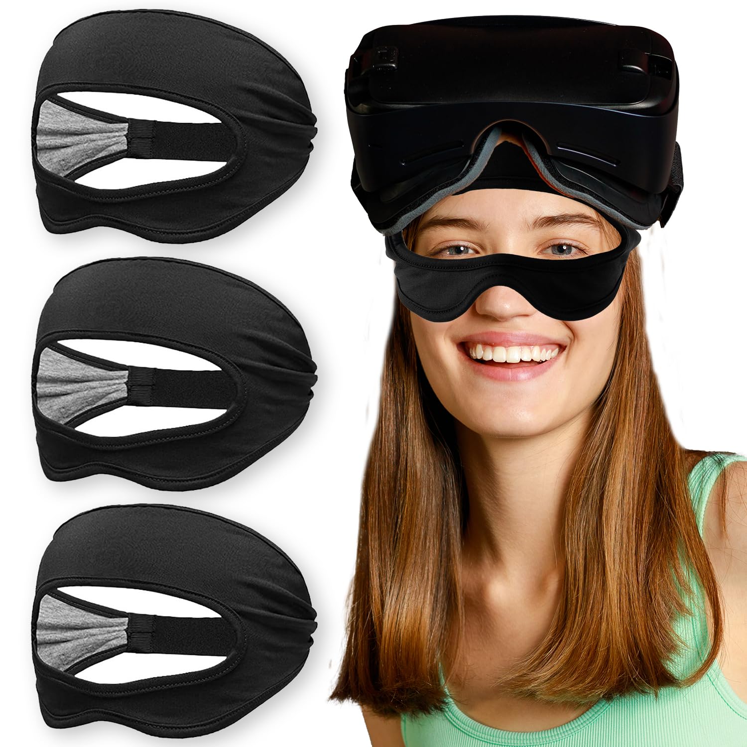 

[ENOMI] 3-Piece VR Mask Set for Enhanced Immersion, Mesh Material, Universal Fit for VR Goggles