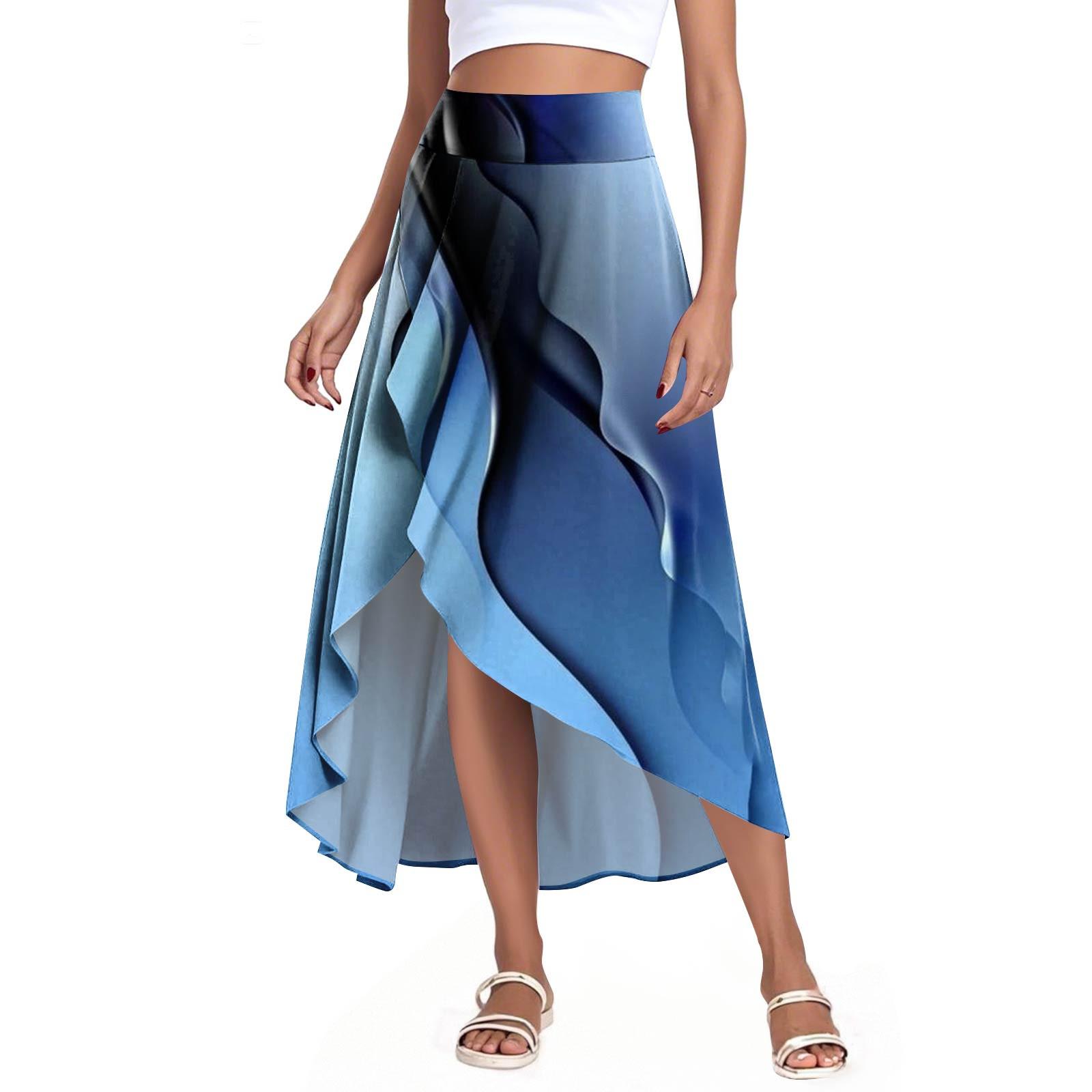 

Женская мода повседневная юбка-шорты с разрезом и оборками на высокой талии XXL синий