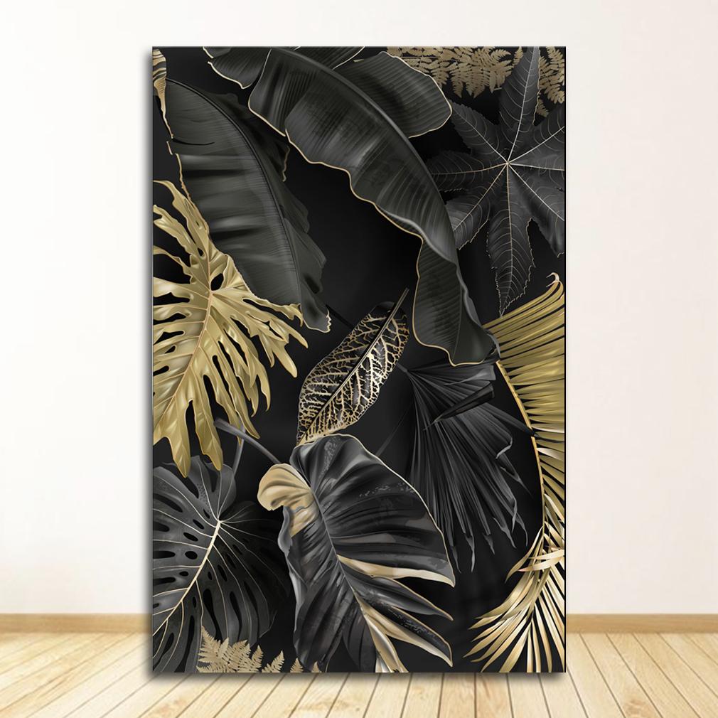 Nordic Canvas Painting Wall Art Tropical Leaves Posters and Prints for Living Room Decor Gold Plant Picture Home Decor Wholesale