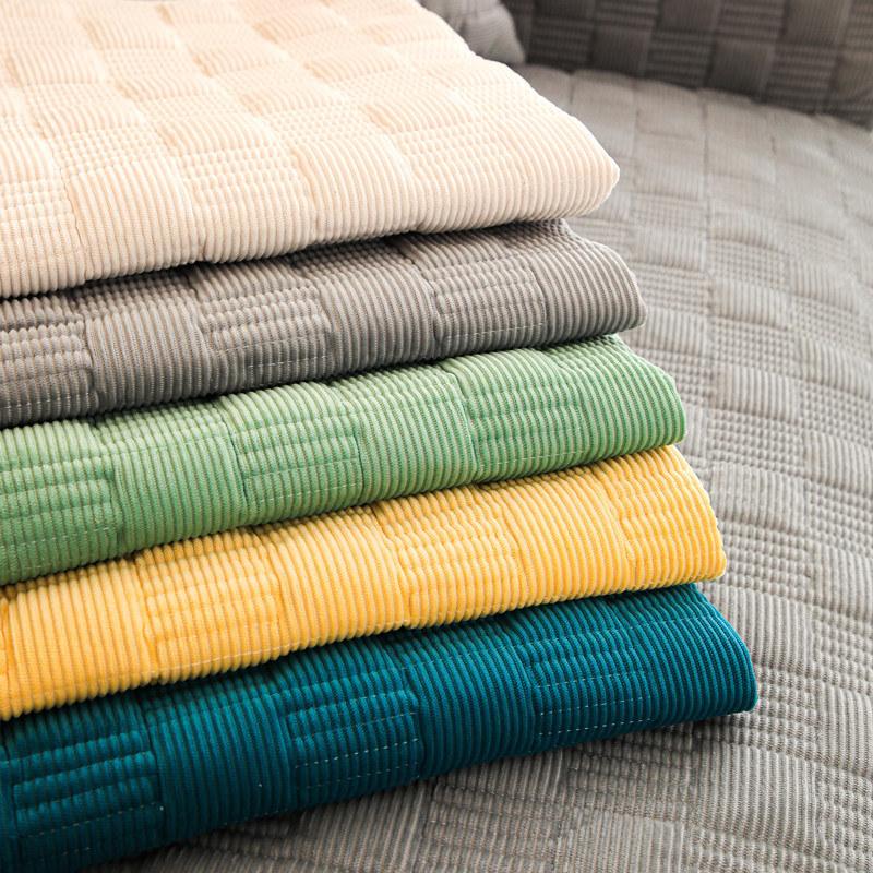 Modern Quilted Plain Couch Cover Sectional Seater Thick Seat Cover Non -Slip Velvet Recliner Chair Slipcover Sofa Cushion
