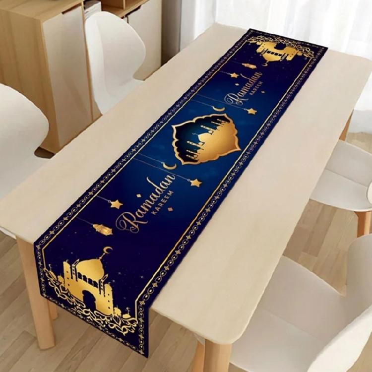 Eid Mubaraks Tablecloth Islamic Muslims Party Supplies Handmade Table Runner Table