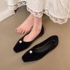 European and American style casual and comfortable soft-soled small leather shoes, new solid color pearl flat-soled single shoes in spring and autumn