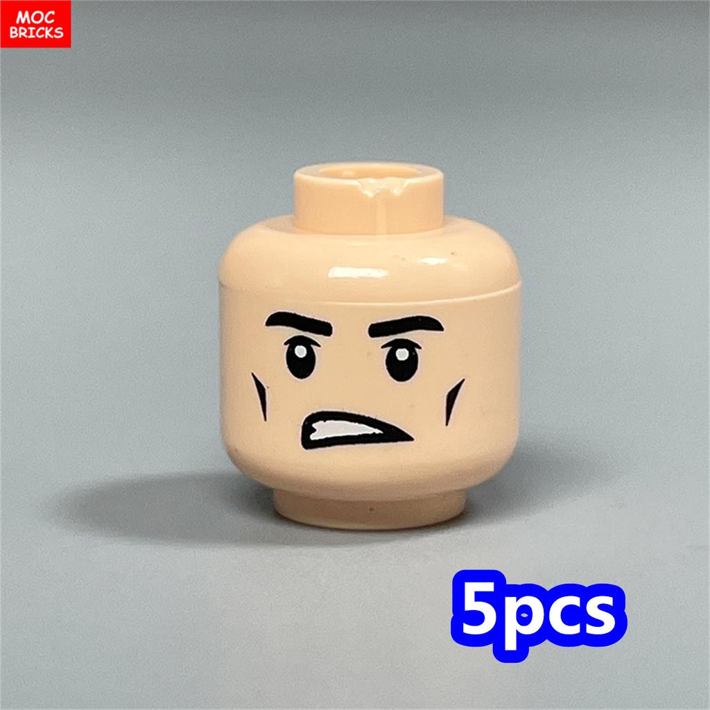 MOC Bricks Hollow Flesh Face Expression Head For 4cm Figure DIY Educational Building Blocks Toys For Children Gifts