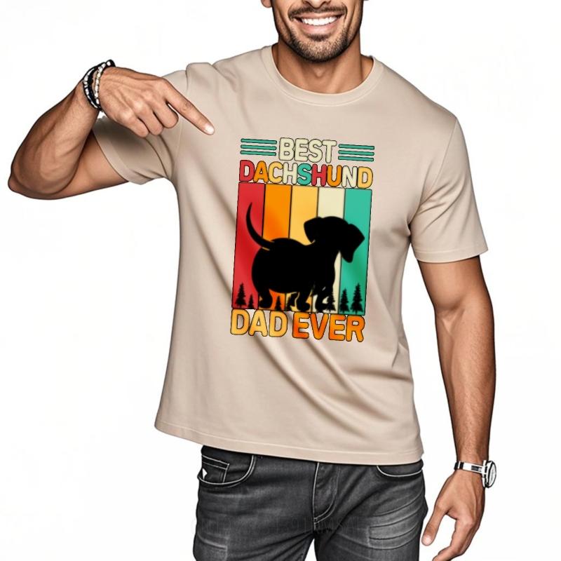Minimalist Tshirt Soft Oneck t shirt Vintage Best Dachshund Dad Ever Vintage Design Hiphop For men Tee shirt Breathable Tee