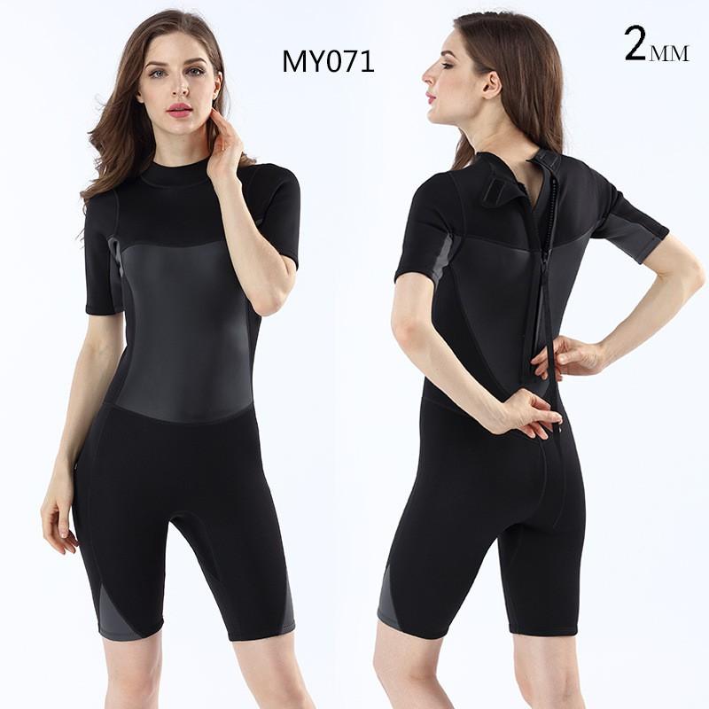 Womens 2mm Neoprene Short Sleeve Pants Wetsuit Snorkeling Diving Swimming Warm Water Sports
