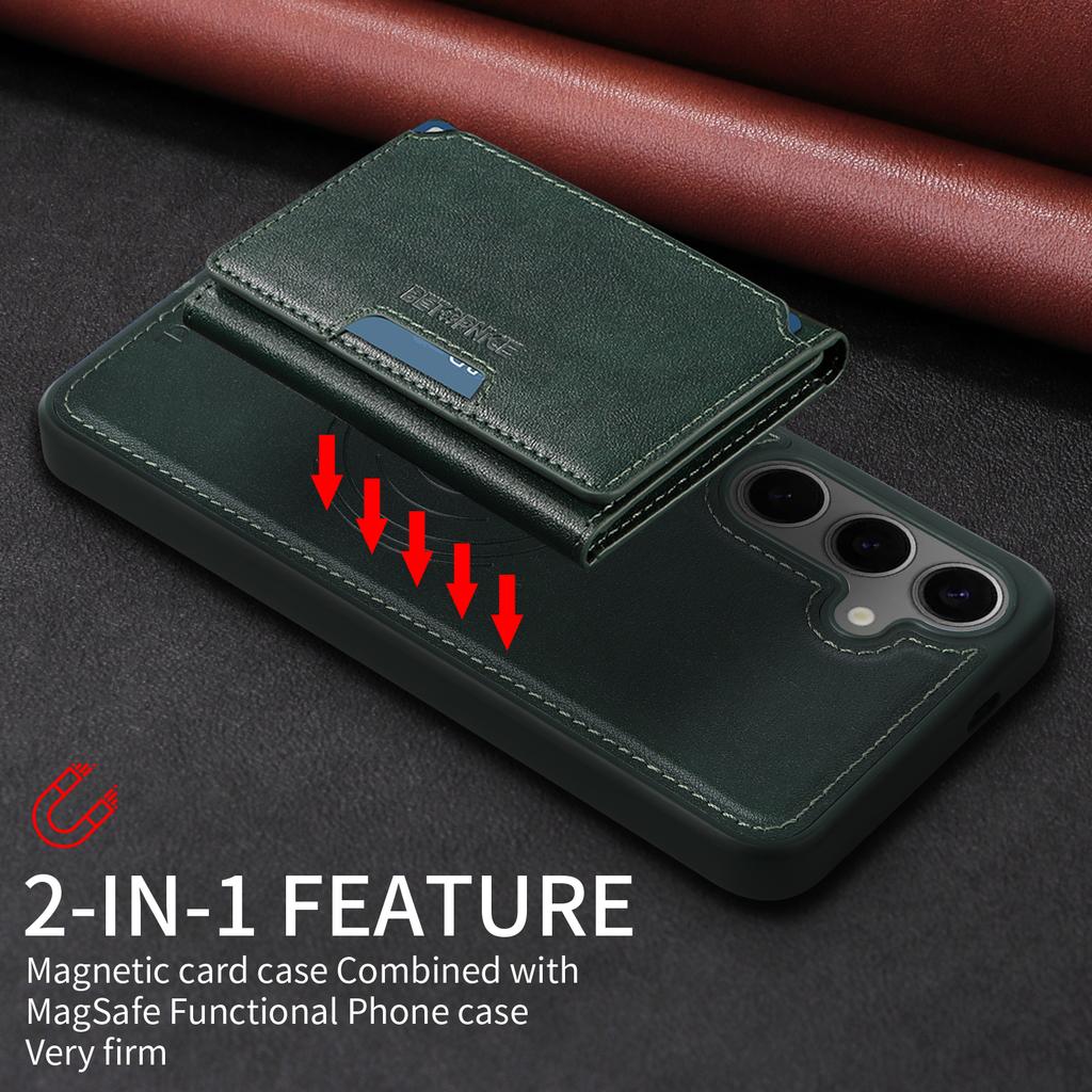 For Samsung Galaxy S24+ Magnetic Case BETOPNICE Leather Phone Cover Kickstand with Detachable Card Bag