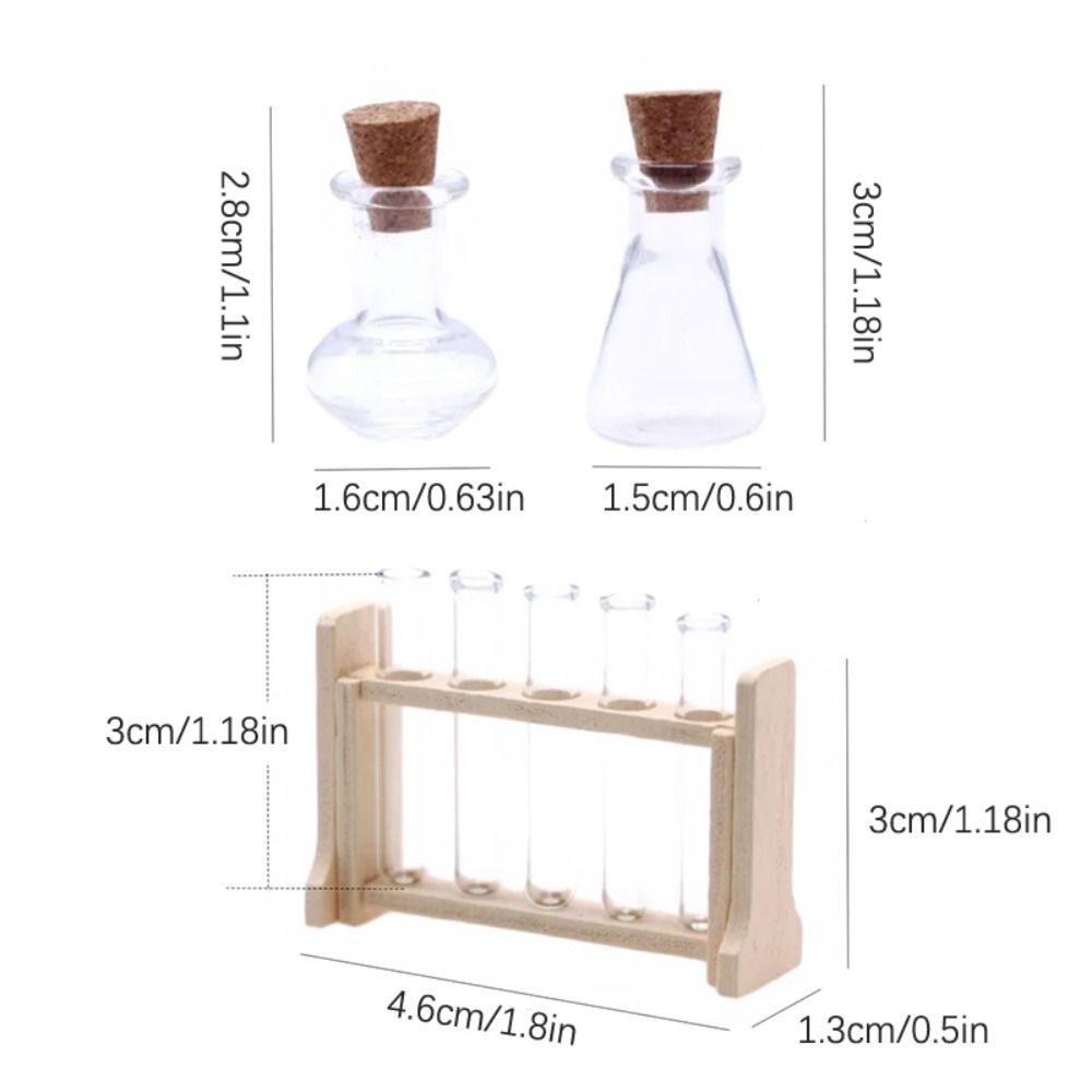 Measuring Cup Simulated Glass Test Tube With Wooden Rack Miniature Measuring Cup Kids Gift