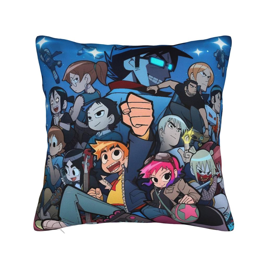 Scott Pilgrim Group Battle Pillow Case Square Pillow Cover Cute Funny Cushion Cover For Sofa Bedroom Home Decor
