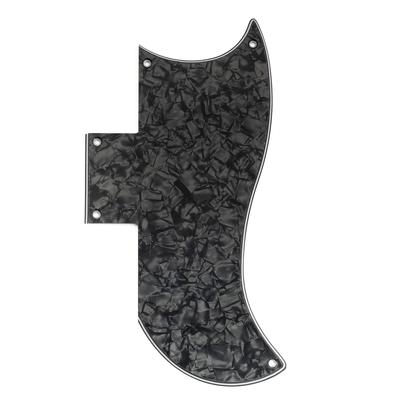 Musiclily Pro Guitar Small Made In for EPI SG Standard Electric Black Pearl 5-Hole Half-Face Pickguard, China, '61 Guitar, 4-Ply,