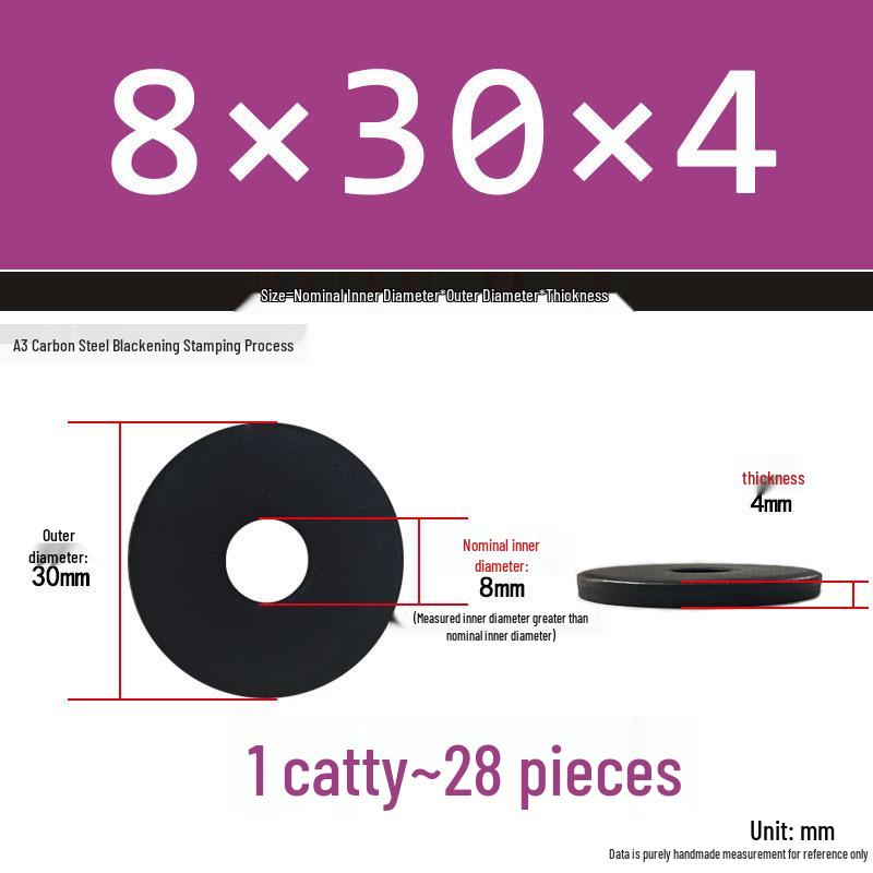 Blackened Thickened Metal Flat Washer Spacer, Round, M3-M42