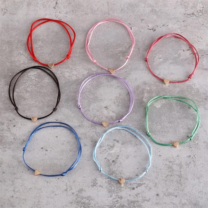 Set of 8 Delicate and Fashionable Heart Bracelets Delicate Heart Rope Stylish Hand Jewelry for Fashion Individuals