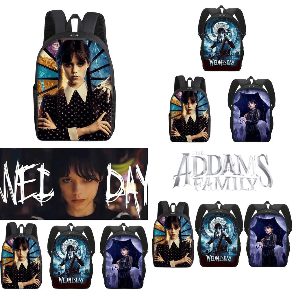 2023 New Wednesday Addams Backpack For Elementary School Students Double Layer Design For Boys And Girls