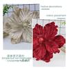 Artificial Christmas Flowers Large Glitter Magnolia Decoration Sparkling Xmas Tree Ornaments Wreath Garland Home Party Decor DIY Crafts