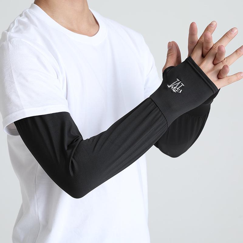 

Men s Summer UV Protection Ice Silk Arm Sleeves - Lightweight & Breathable One Size чёрный