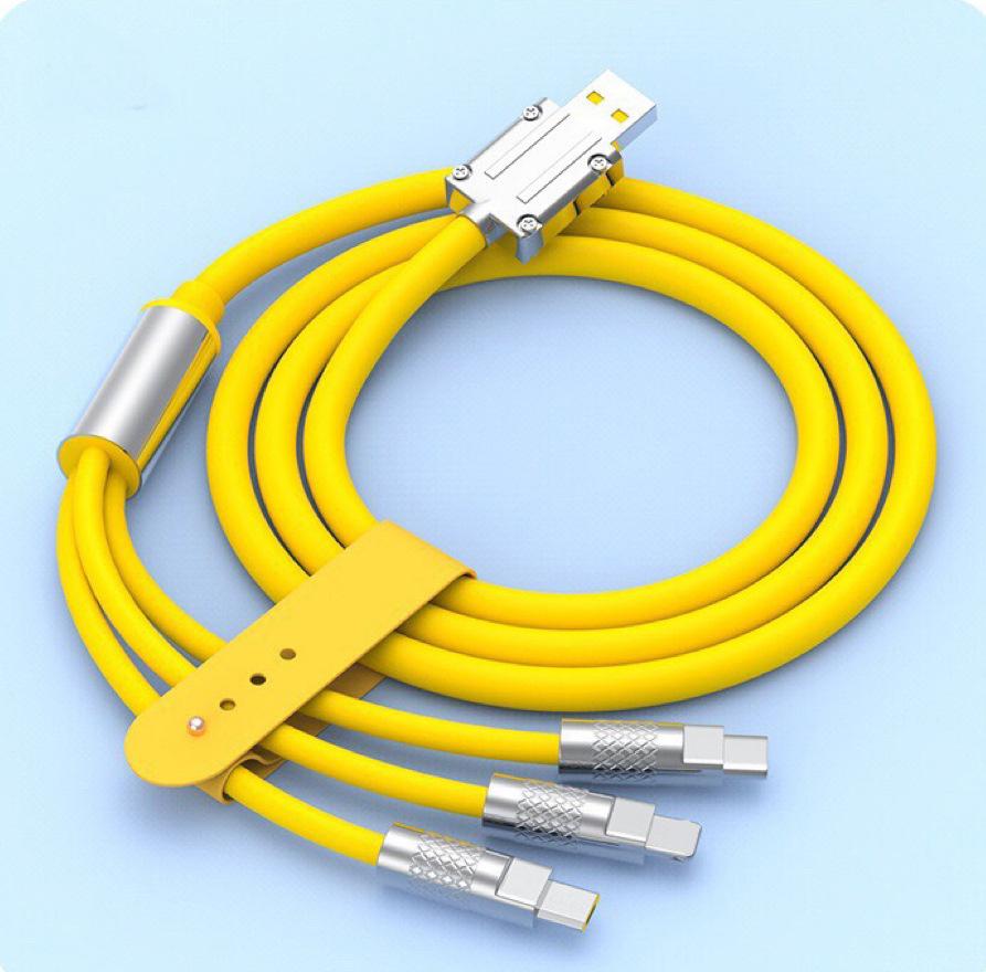 كابل بيانات 6A 120W 3 في 1 كابل شحن فائق السرعة من النوع C كابل شاحن Micro USB للهواتف الذكية