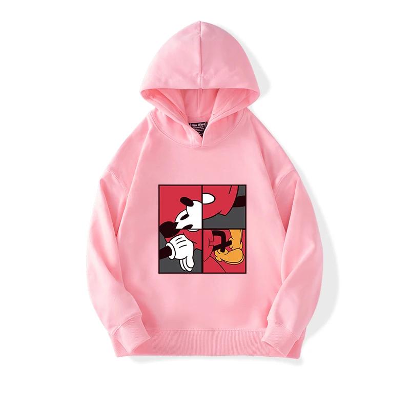Disney Cartoon Cute Mickey Print Boy and Girl Casual Hoodie Autumn and Winter Outdoor Fashion Warm Children's Jumper Top