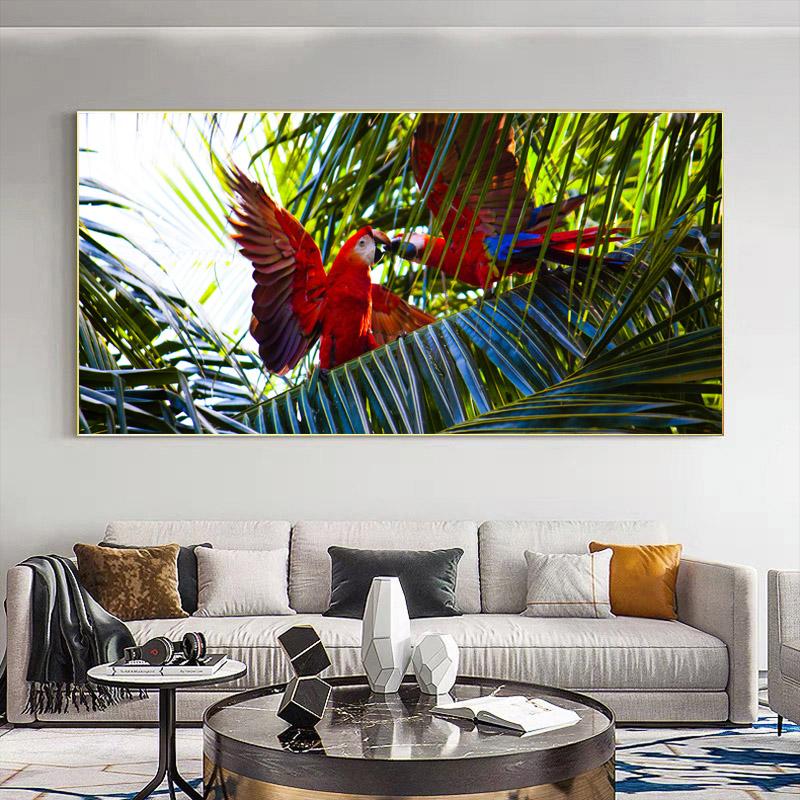 Bird Animal Canvas Painting Tree Landscape Posters and Prints Colorful Parrots Wall Pictures for Living Room Home Decor No Frame