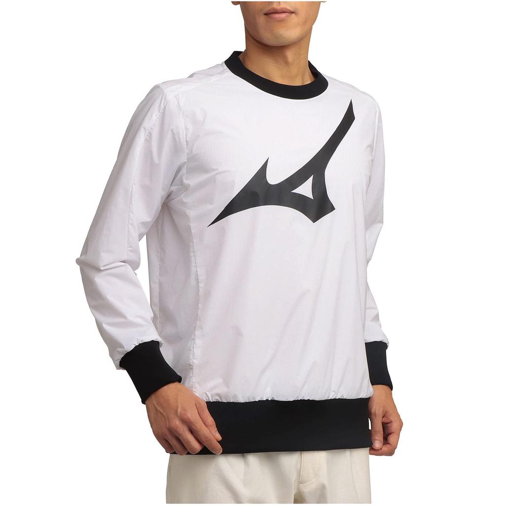 Mizuno RB Print Move Size XL Men's Water-Repellent Pullover, Stretch, White, (E2ME1502)