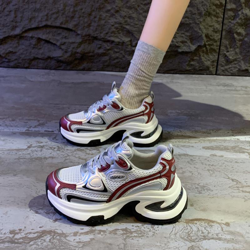 2024 New Autumn Fashion Color Matching Thick-soled Lace-up Versatile Women's Sports Shoes Comfortable and Casual Women's Shoes