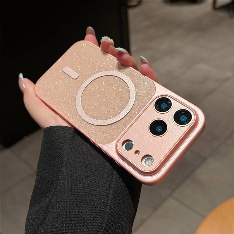 iPhone 16 Glitter Magnetic Case, Transforms to Apple 17 Pro Max Drop-Proof i15 Case, Ins Style