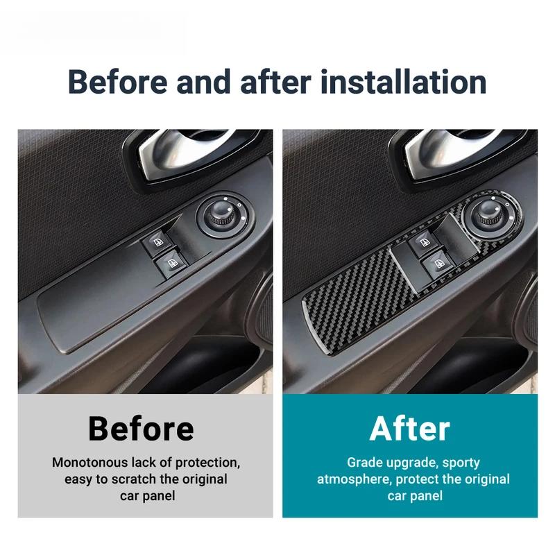For Renault Clio 4 2013 2014 2015 2016 2017 2018 Soft Carbon Fiber Sticker LHD RHD Car Front Window Lift Inner Frame Interior.