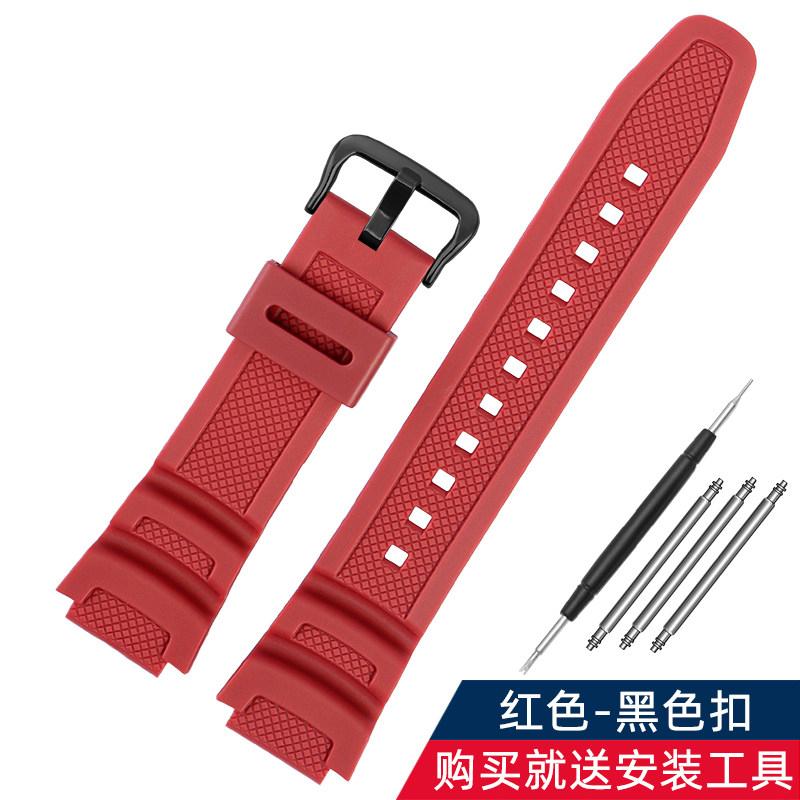 Gummi-Uhrenarmband für Casio AE-1200WH 1300WH 1000W W-216H SGW500 F-108WH Edelstahlschließe 18mm AE-1000W Mrn Uhrenarmband