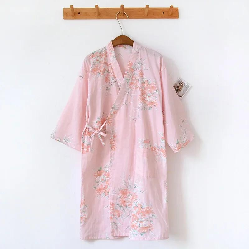 Ladies Cotton Kimono Bathrobe Loose Homewear Pajamas Robes for Women Multi Colors Printed Cardigan Sleep Wear Womens Robe