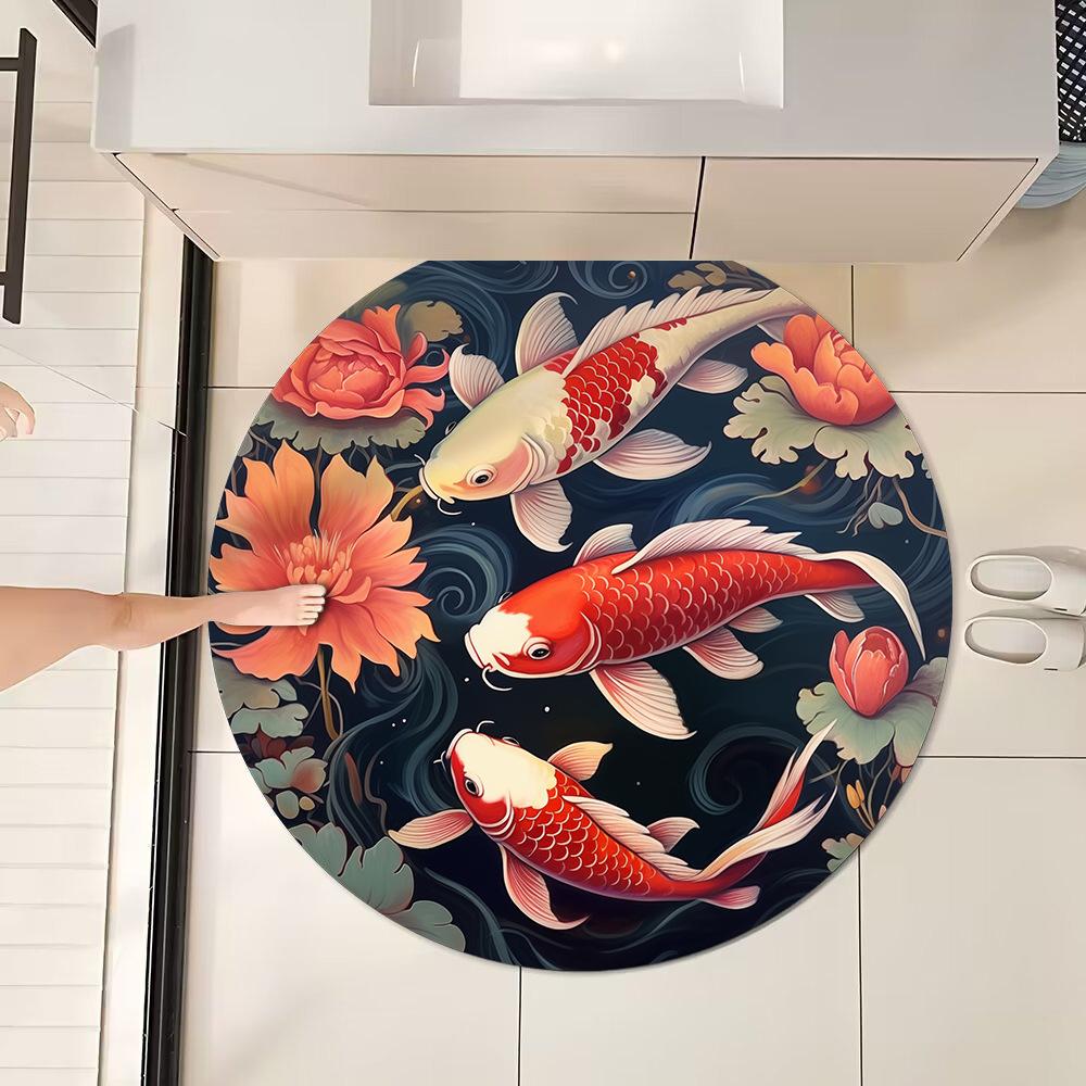New Chinese Style Sink Floor Mat Round Bathroom Floor Mat Water Absorption and Dirt resistant Bathroom Anti slip Foot Mat Foot Mat