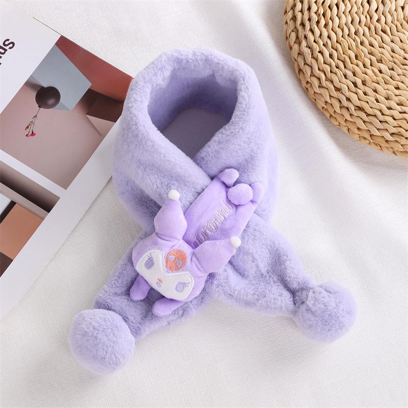 Toddler Christmas Red Scarf - Cute Cartoon Bear, Plush Imitation Rabbit Fur, Thick & Warm Neck Warmer