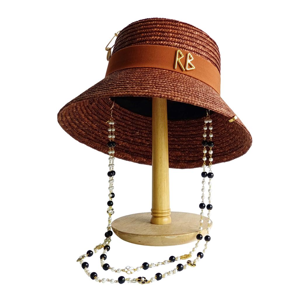 Cappello estivo di paglia stile Hepburn cappello a tesa larga elegante francese da donna cappello da sole per viaggi al mare sombrero