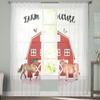 Watercolor Farm Animal Tulle Curtains Sheer Printed Drapes for Living Room Bedroom Balcony Hall Home Decor