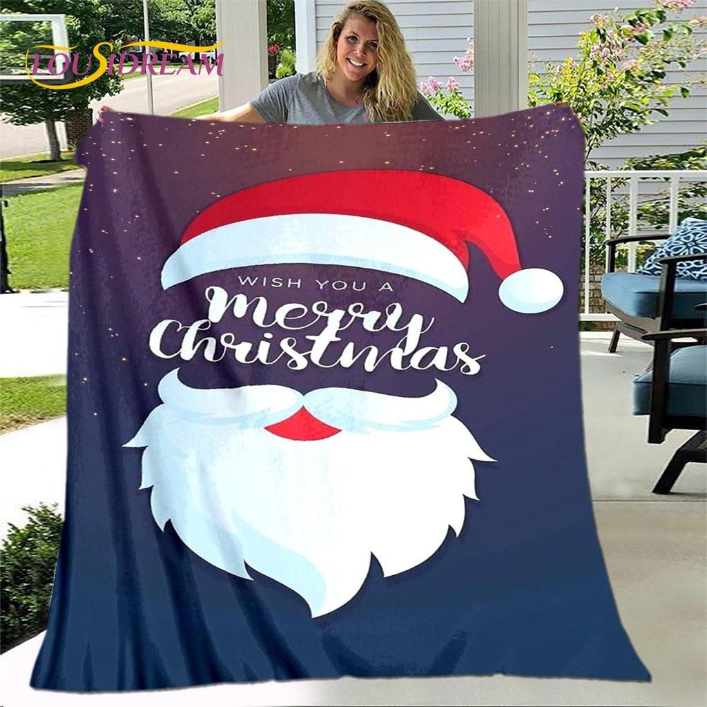 Frohe Weihnachten Neujahr Cartoon-Decke, Flanelldecke, Überwurfdecke, weiche warme Decke für Wohnzimmer, Schlafzimmer, Betten, Sofa, Geschenk
