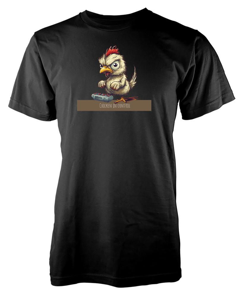 

Personalised Chicken In Control Funny Novelty Gift Unique Kids T-shirt L