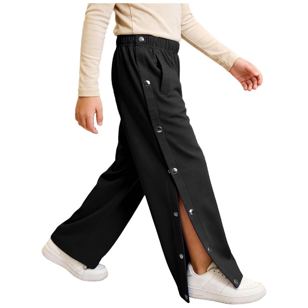 Pantaloni della tuta unisex per bambini con bisogni speciali, abbigliamento adattivo, con bottoni a pressione laterali a strappo