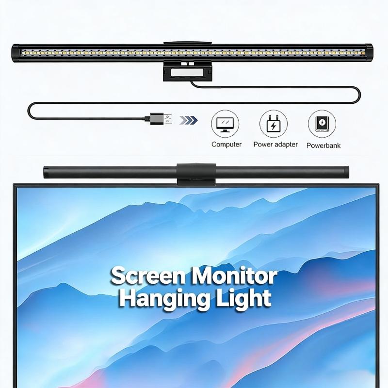 LED Monitorlicht Hängende Schreibtischlampe Berührbare Dimmfunktion Augenfreundlich für Arbeit Gaming Augenschutz Computer Schreibtisch