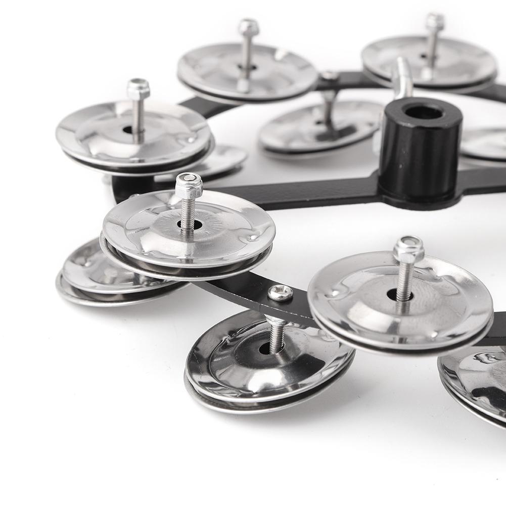 Drum Cymbals Hi Hat Tambourine Steel Bells with Row Jingles Portable Percussion Instrument Bright Sound Instrument