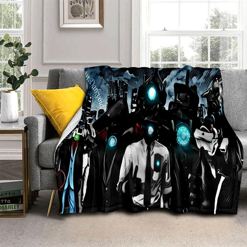 3D Skibidi Toilet Speakerman Cameraman TVman Flannel Blanket,Soft Throw Blanket for Home Bedroom Bed Sofa Travel Cover Kid Gift