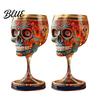 Themed Party Wine Glass Gothic Skull Glass Hand Painted Skeleton Goblet Day of The Dead Altar Accessory Decor Unique Bar Gift for Halloween Luxury