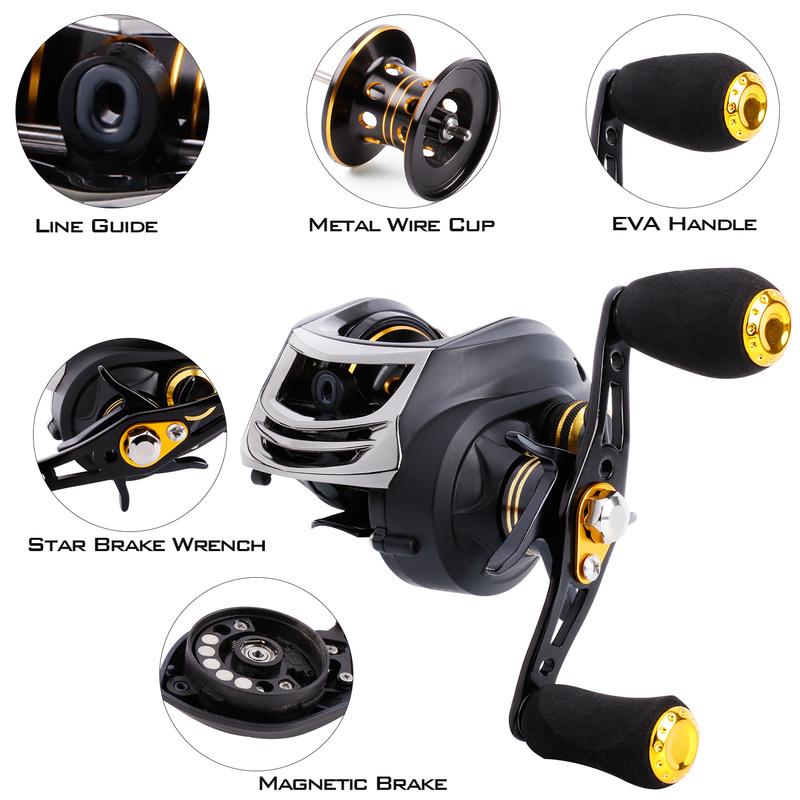 SOUGAYILANG Bait Casting Fishing Reel 12 BB 6.3:1 Gear Ratio Aluminium Spool Stainless Smooth Reel